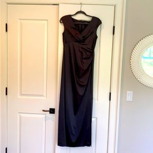 Lauren “Ralph Lauren Evening”. Grey metallic full length gown size 8.